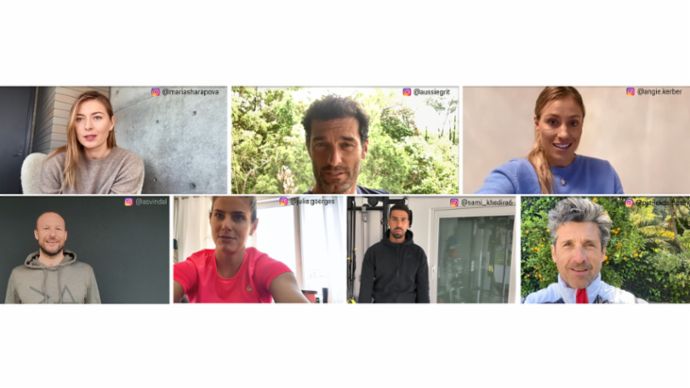 Maria Sharapova, Mark Webber, Angelique Kerber, Aksel Lund Svindal, Julia Görges, Sami Khedira, Patrick Dempsey (l-r), Porsche brand ambassadors, 2020, Porsche AG