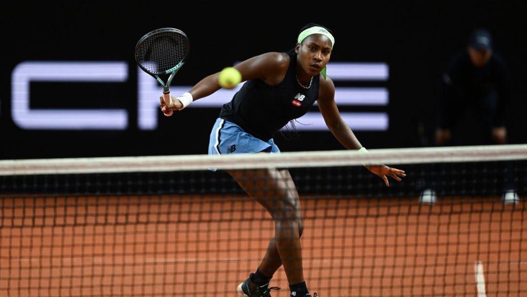 Coco Gauff, campeona reinante del US Open, en el Porsche Tennis Grand Prix