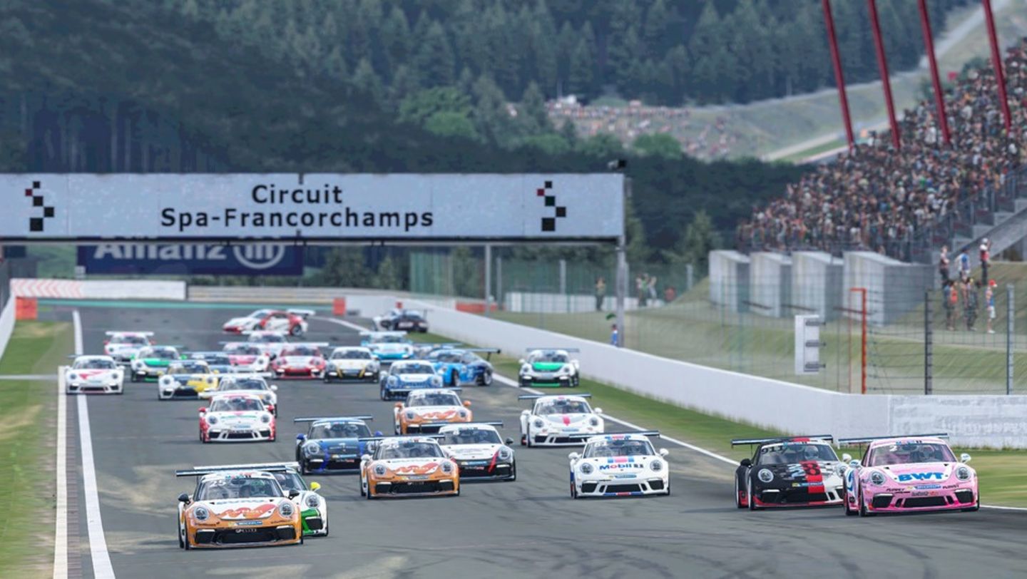 Porsche 911 GT3 Cup, Porsche Mobil 1 Supercup Virtual Edition, carrera 5, Spa-Francorchamps, 2020, Porsche AG