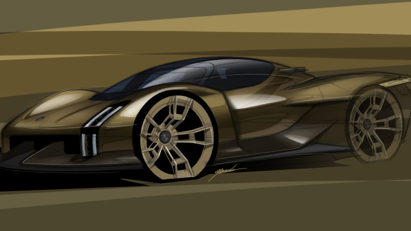 Design Sketch, Porsche Mission X, 2023, Porsche AG