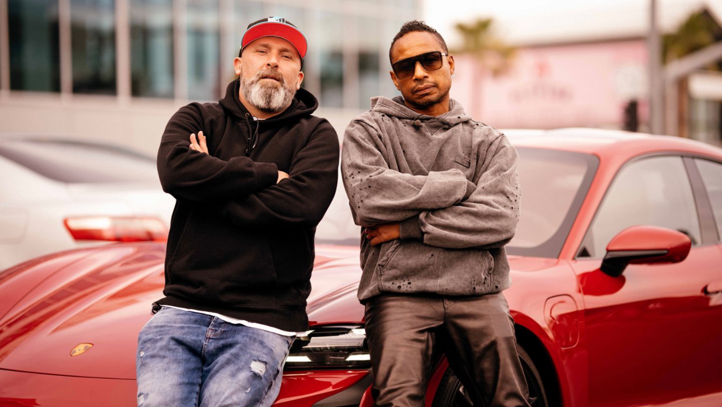 Karl Kani (r.), Porsche Taycan GTS, 2023, Porsche AG