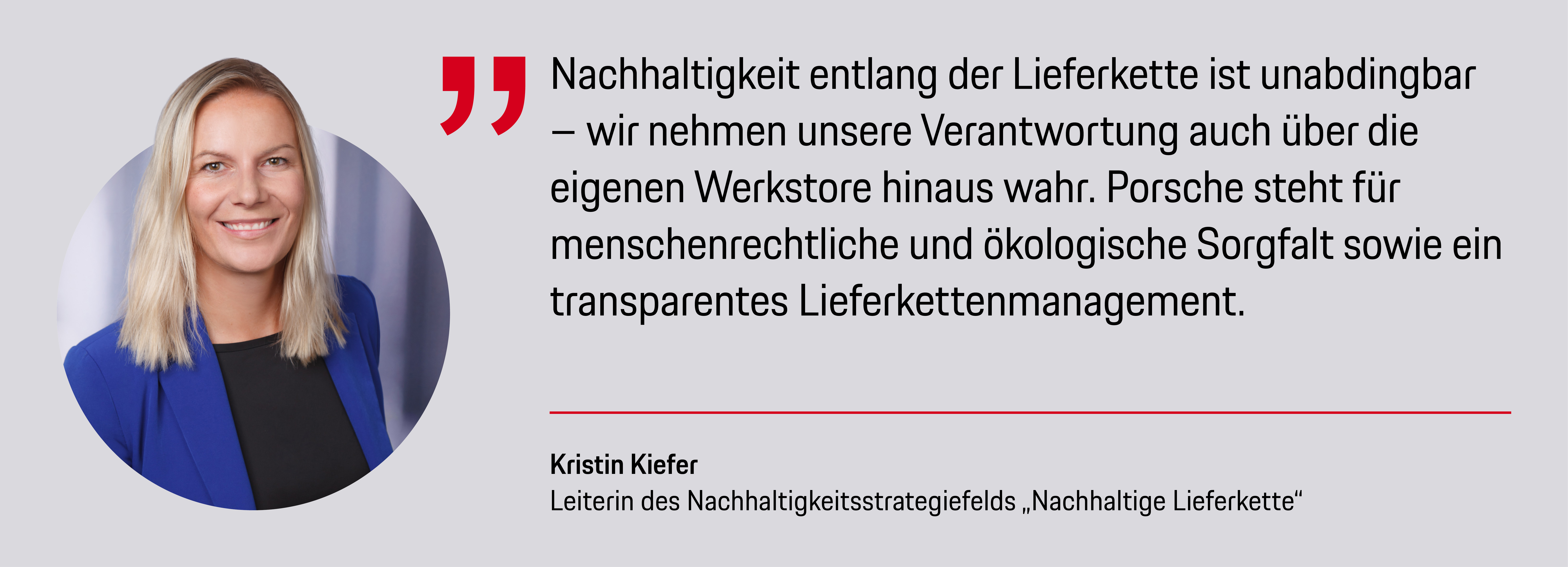 Kristin Kiefer, Leiterin des Nachhaltigkeitsstrategiefelds &bdquo;Nachhaltige Lieferkette", 2026, Porsche AG