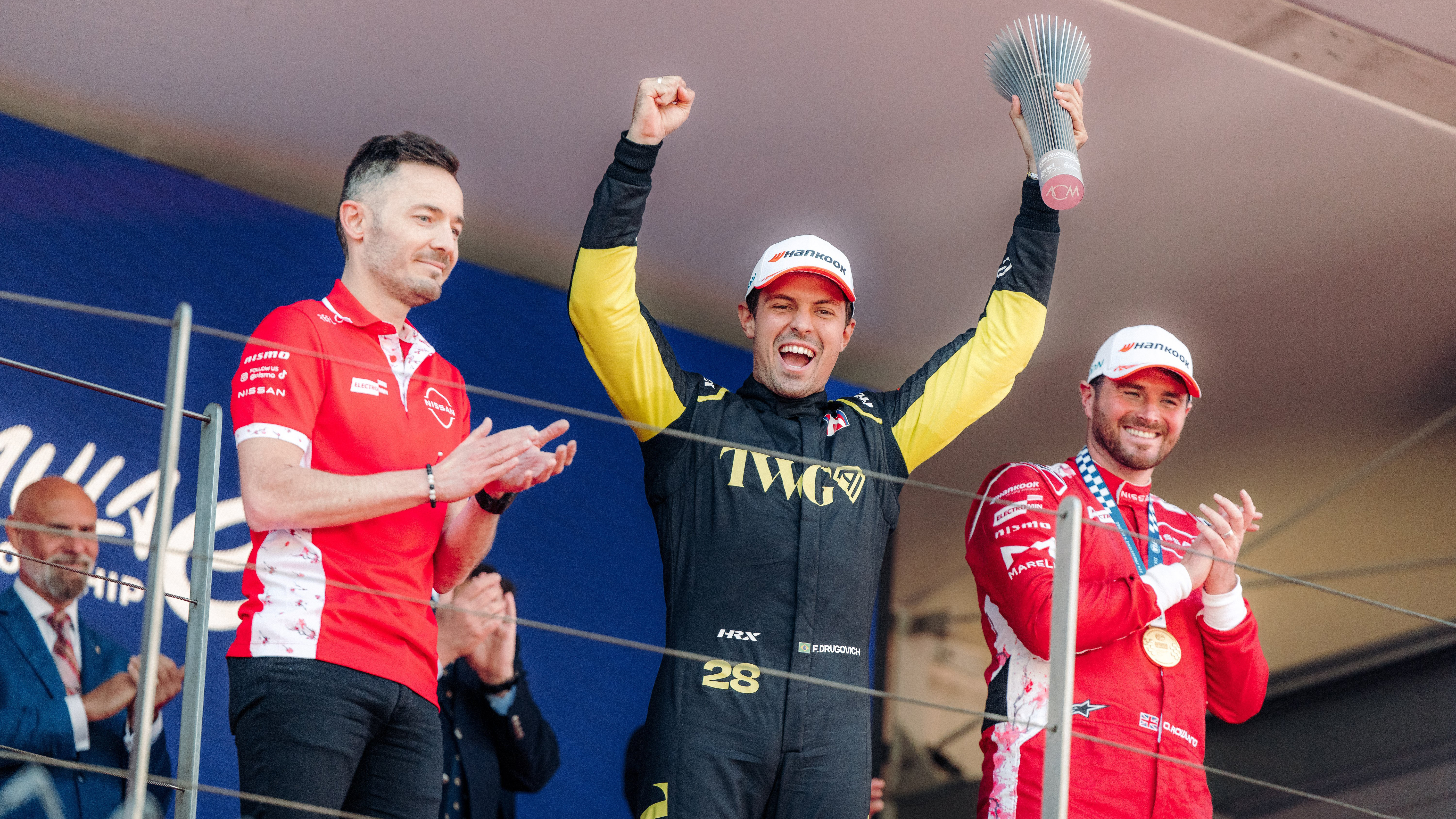 Felipe Drugovich, piloto del equipo Andretti F&oacute;rmula E (centro), E-Prix de M&oacute;naco 2, 2026, Porsche AG